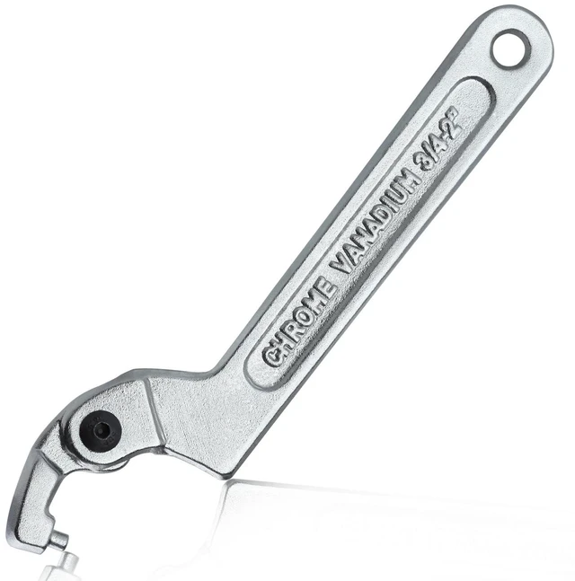 Main image of Adjustable C Spanner Hook Wrench, 3/4-2" (19-51mm) | Adjustable Opening, Round Head, C Pin Spanner, Cr-V Steel, for Mechanical Equipments Vehicles, Tighten Lock Nuts & Bearings