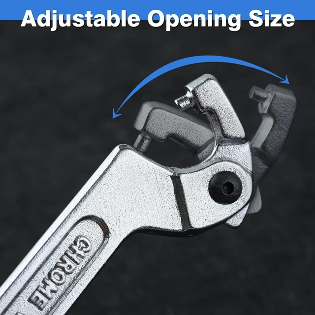 Alt view image 3 of 7 - Adjustable C Spanner Hook Wrench, 3/4-2" (19-51mm) | Adjustable Opening, Round Head, C Pin Spanner, Cr-V Steel, for Mechanical Equipments Vehicles, Tighten Lock Nuts & Bearings