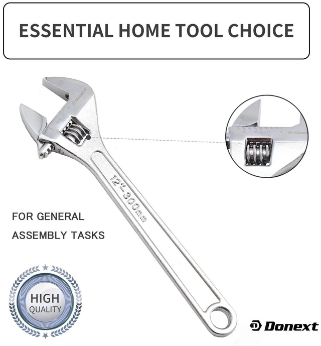 Alt view image 2 of 7 - 12 Inch Adjustable Wrench Professional Hand Tool CR-V Steel Crescent Wrench