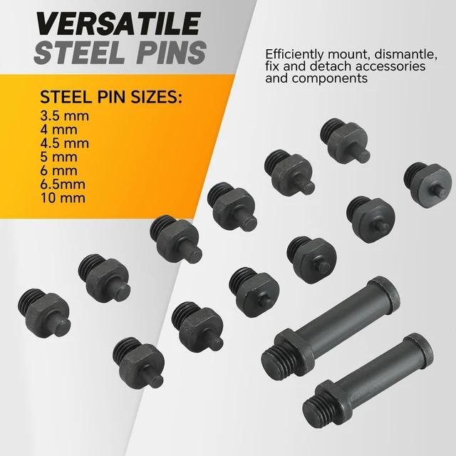 Alt view image 2 of 6 - Variable Pin Spanner Wrench 15 Pack 1-1/4 Inches to 5 Inches | Adjustable Cylinder Spanner Wrench Set with Pins 1/2" Drive Ratchet Fan Clutch Pully Holder Wrench Kit