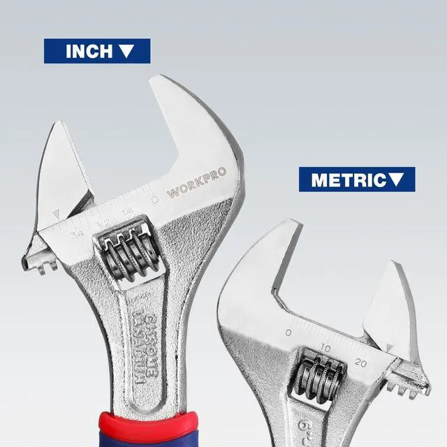 Alt view image 5 of 7 - 6-Inch Adjustable Wrench, Wide Jaw, Metric/SAE Scales | Rubber Anti-Slip Grip, Premium Cr-V Steel, Chrome-Plated Finish for Strength and Corrosion Resistance