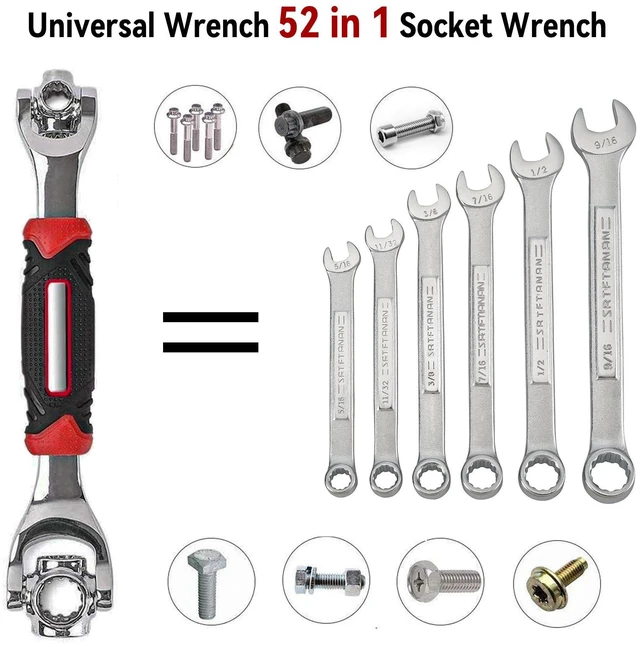 Alt view image 2 of 7 - Universal Wrench 52 in 1 Socket Wrench Multifunction Wrenches Tool with 360° Rotating Head, Spanner Tool for Home and Bicycle Car Repair