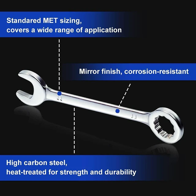 Alt view image 2 of 7 - Mini Ignition Wrench Set Metric 10 Pcs 4mm-11mm Spanner Wrench | Open End and Box End Combination Spanner, Storage Pouches and Key Chains for Assembling Furniture Small Equipment