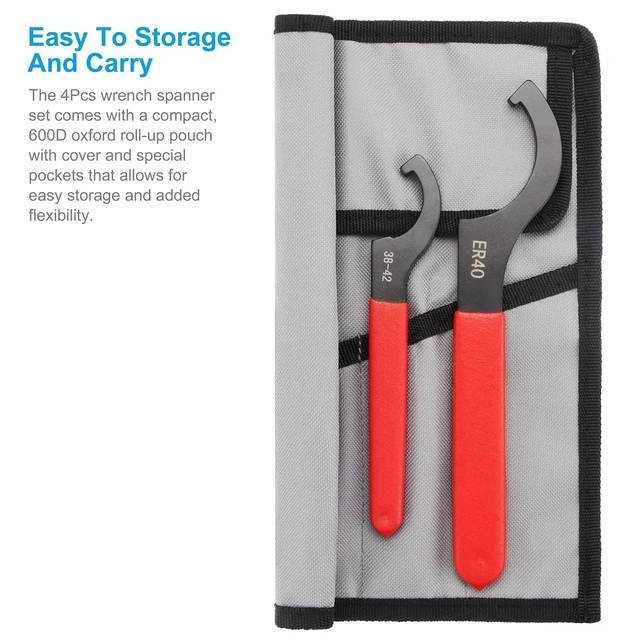 Alt view image 2 of 7 - 4Pcs Coilover Spanner Wrench Set, Professional Sturdy Universal Adjustment Wrench, Carbon Steel, Rubber