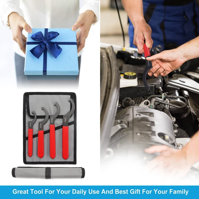 Alt view image 7 of 7 - 4Pcs Coilover Spanner Wrench Set, Professional Sturdy Universal Adjustment Wrench, Carbon Steel, Rubber