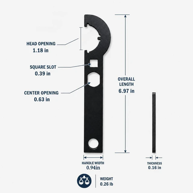 Alt view image 2 of 6 - Carbon Steel Hook Spanner Wrench, 3/8-Inch Drive Wrench for Steering Stem Nut and Slotted Round Nut Removal, Installation and Tightening