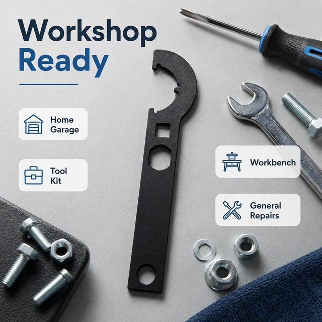 Alt view image 4 of 6 - Carbon Steel Hook Spanner Wrench, 3/8-Inch Drive Wrench for Steering Stem Nut and Slotted Round Nut Removal, Installation and Tightening
