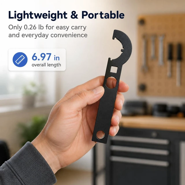 Alt view image 5 of 6 - Carbon Steel Hook Spanner Wrench, 3/8-Inch Drive Wrench for Steering Stem Nut and Slotted Round Nut Removal, Installation and Tightening