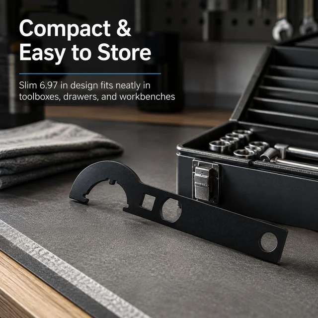 Alt view image 6 of 6 - Carbon Steel Hook Spanner Wrench, 3/8-Inch Drive Wrench for Steering Stem Nut and Slotted Round Nut Removal, Installation and Tightening