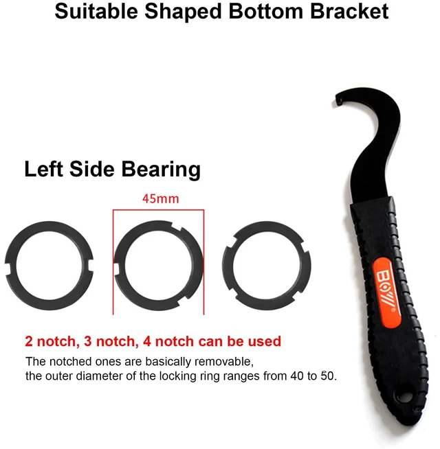 Alt view image 4 of 7 - Lock Spanner, Bike Bottom Bracket Removal Tool, Bike Bottom Bracket Wrench for Removal Vintage Bicycle Bottom Brackets Cups Lock Ring
