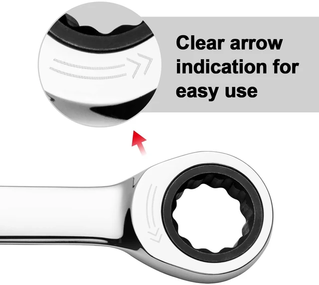 Alt view image 5 of 7 - 14mm Ratchet Wrench, Ratcheting Combination Wrench Metric, Industrial Grade Gear Spanner with 12-Point Design, 72-Tooth Ratchet, Chrome Vanadium Steel for Auto & DIY Repair