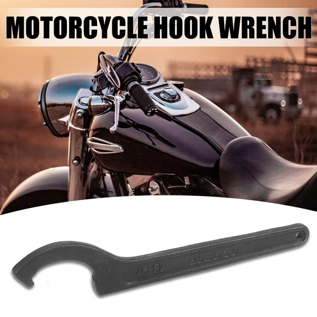 Alt view image 2 of 7 - 45-52mm Universal Black Motorcycle Rear Shock Absorber Spanner Hook Adjustment Round Nut Wrench Repair Tool