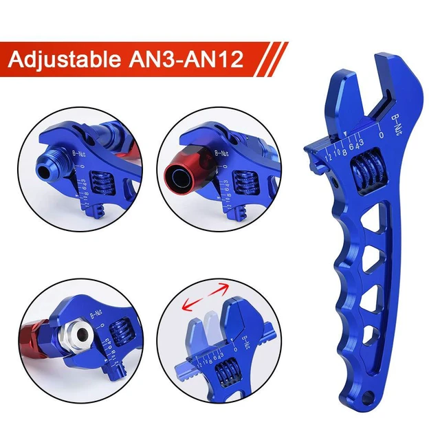 Alt view image 3 of 5 - AN Adjustable Wrench Lightweight Aluminum AN3-AN12 Hose Fitting tool spanner (Blue)