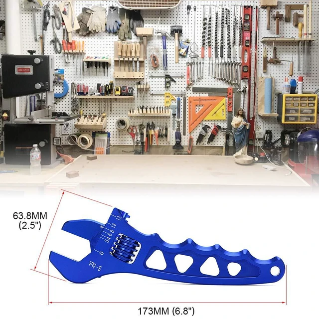 Alt view image 4 of 5 - AN Adjustable Wrench Lightweight Aluminum AN3-AN12 Hose Fitting tool spanner (Blue)