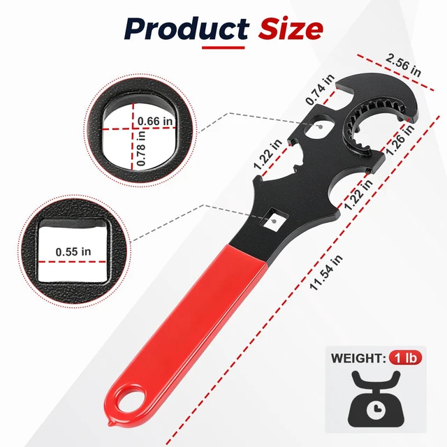 Alt view image 5 of 7 - Wrench Tool with Anti-slip Rubber Grip and Gloves, Red