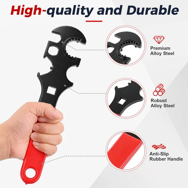 Alt view image 7 of 7 - Wrench Tool with Anti-slip Rubber Grip and Gloves, Red