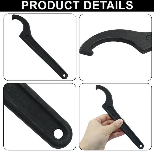 Alt view image 5 of 6 - C Hook Spanner Wrench, 68-72mm | Round Nut, Universal Coilover Spanner, Black, Adjustment Hook Wrench Tool, Carbon Steel