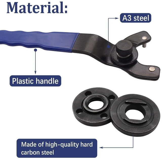 Alt view image 3 of 5 - Universal Grinder Spanner Wrench with 4 Pcs 5/8-11 Shaft Nut, Fit 4.5"-7" Grinders - O-K-023-LM