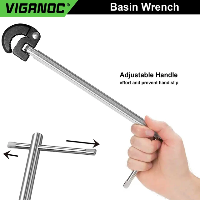 Alt view image 6 of 6 - 11" Basin Wrench, Sink Wrench, Adjustable Tap Nut Spanner, 3/8" to 1-1/4" Capacity for Tight Space Use