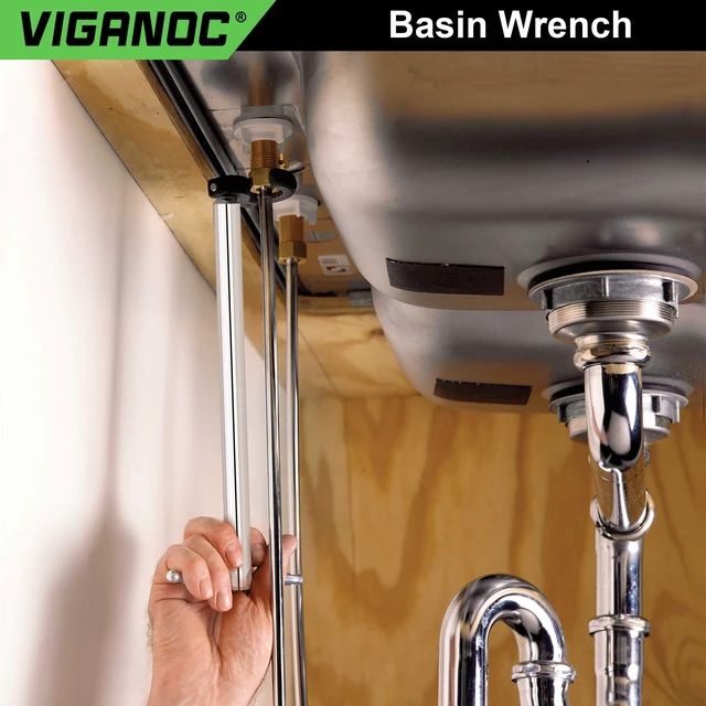 Alt view image 4 of 6 - 11" Basin Wrench, Sink Wrench, Adjustable Tap Nut Spanner, 3/8" to 1-1/4" Capacity for Tight Space Use