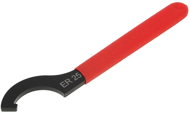 Main image of Coilover Spanner Wrench, Carbon Steel C-Shape Shock Spanner with Non-slip Handle, C Hook Wrench Tools for Collet Chuck Lathe Clamping Nut CNC ER 25