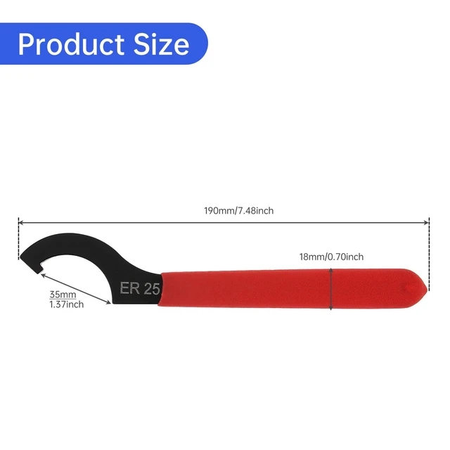 Alt view image 2 of 7 - Coilover Spanner Wrench, Carbon Steel C-Shape Shock Spanner with Non-slip Handle, C Hook Wrench Tools for Collet Chuck Lathe Clamping Nut CNC ER 25