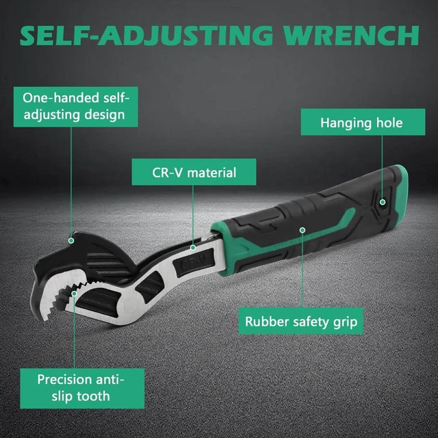 Alt view image 3 of 7 - Pipe Wrench Set, 2pcs Self-Adjusting Plumbers Wrench | Universal Wrench CR-V Steel 6" 8" 12MM-20MM Nuts, Pipes for Home Repair, Plumbing and Auto Maintenance