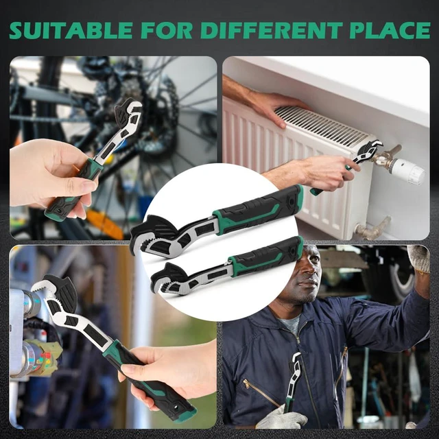 Alt view image 6 of 7 - Pipe Wrench Set, 2pcs Self-Adjusting Plumbers Wrench | Universal Wrench CR-V Steel 6" 8" 12MM-20MM Nuts, Pipes for Home Repair, Plumbing and Auto Maintenance