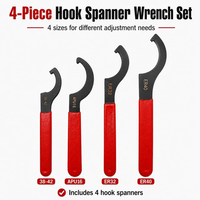 Alt view image 2 of 7 - Adjustable Coilover Wrench Set, 4 Pieces, Alloy Steel, Rubber