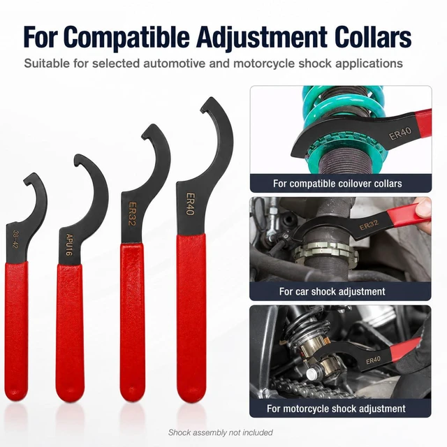 Alt view image 7 of 7 - Adjustable Coilover Wrench Set, 4 Pieces, Alloy Steel, Rubber
