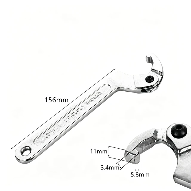 Alt view image 2 of 5 - Chrome Vanadium C Pin Spanner Adjustable Hook Wrench, Square Head 32-76mm