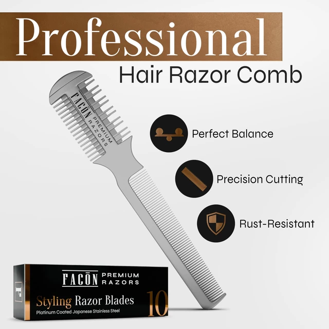 Alt view image 2 of 7 - Razor Comb for Hair Cutting - Professional Hair Cutting Comb Kit with 12 Replacement Blades, Double Edge Shaper for Salon & Home, Premium Styling Thinning Texturizing Split Ends Trimming Razor