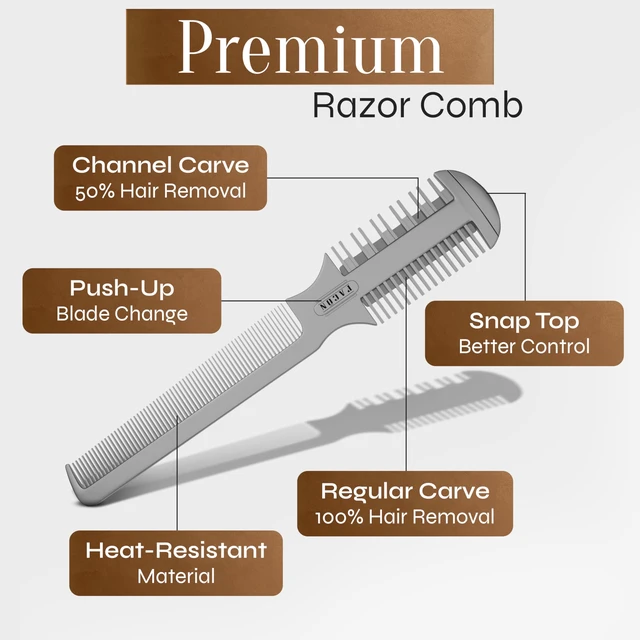 Alt view image 6 of 7 - Razor Comb for Hair Cutting - Professional Hair Cutting Comb Kit with 12 Replacement Blades, Double Edge Shaper for Salon & Home, Premium Styling Thinning Texturizing Split Ends Trimming Razor