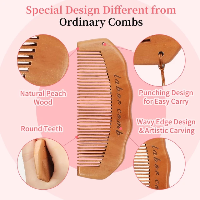 Alt view image 2 of 7 - Comb for Labor - Natural Wooden Pregnancy Essential and New Mom Gift | Natural Wooden Birth Comb Offers Handheld Focus during Labor and Doubles as a Baby Comb, Shower Comb and New Mom Gift.