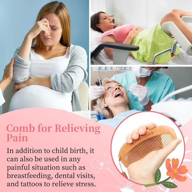 Alt view image 3 of 7 - Comb for Labor - Natural Wooden Pregnancy Essential and New Mom Gift | Natural Wooden Birth Comb Offers Handheld Focus during Labor and Doubles as a Baby Comb, Shower Comb and New Mom Gift.