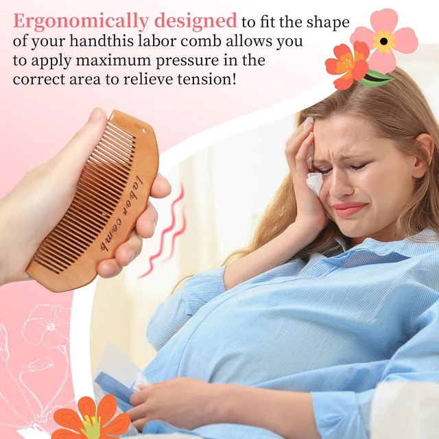 Alt view image 5 of 7 - Comb for Labor - Natural Wooden Pregnancy Essential and New Mom Gift | Natural Wooden Birth Comb Offers Handheld Focus during Labor and Doubles as a Baby Comb, Shower Comb and New Mom Gift.