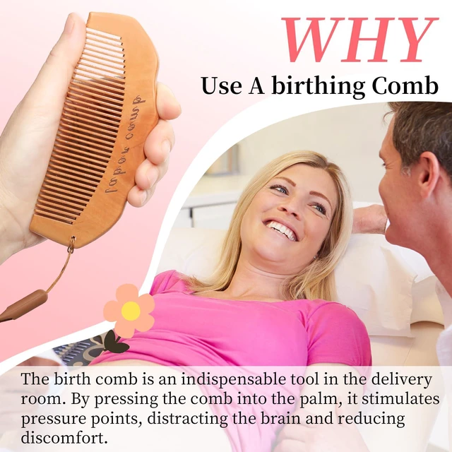 Alt view image 7 of 7 - Comb for Labor - Natural Wooden Pregnancy Essential and New Mom Gift | Natural Wooden Birth Comb Offers Handheld Focus during Labor and Doubles as a Baby Comb, Shower Comb and New Mom Gift.
