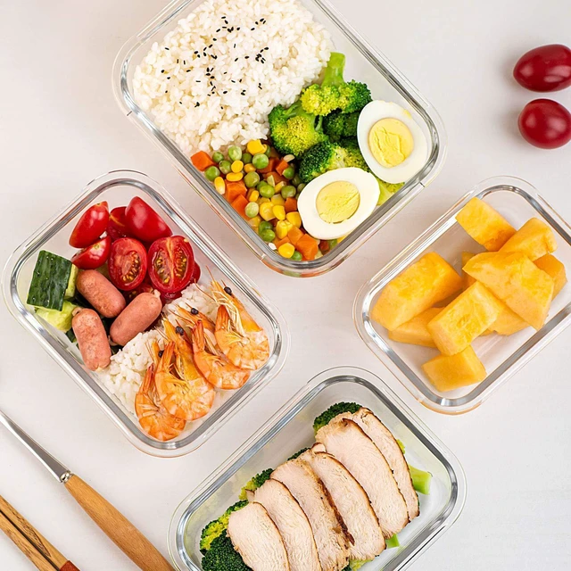 Alt view image 6 of 6 - 10 Pack Glass Food Storage Containers with Lids Leakproof, Airtight Glass Meal Prep Containers For Lunch, On The Go, Leftover, Dishwasher Safe