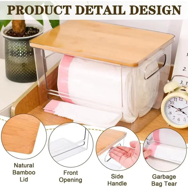 Alt view image 3 of 7 - Trash Bag Dispenser Roll Holder, Trash Bag Holder Dispenser with Top & Handles, Garbage Bag Holder Dispenser Trash Bag Organizer Under Sink,dorm essentials,home essentials, 2 PCS