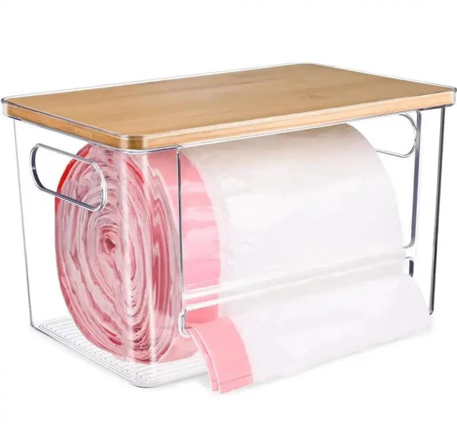 Alt view image 2 of 7 - Trash Bag Dispenser Roll Holder, Trash Bag Holder Dispenser with Top & Handles, Garbage Bag Holder Dispenser Trash Bag Organizer Under Sink,dorm essentials,home essentials, 2 PCS