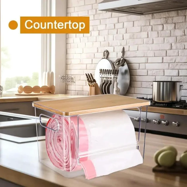 Alt view image 7 of 7 - Trash Bag Dispenser Roll Holder, Trash Bag Holder Dispenser with Top & Handles, Garbage Bag Holder Dispenser Trash Bag Organizer Under Sink,dorm essentials,home essentials, 2 PCS