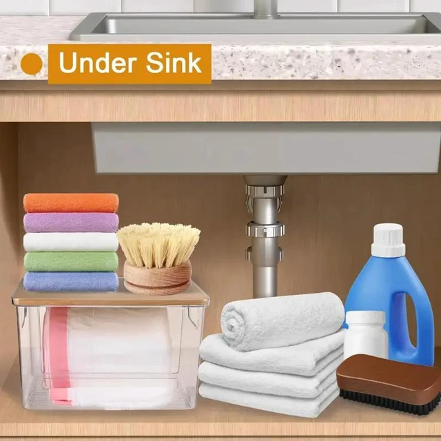 Alt view image 4 of 7 - Trash Bag Dispenser Roll Holder, Trash Bag Holder Dispenser with Top & Handles, Garbage Bag Holder Dispenser Trash Bag Organizer Under Sink,dorm essentials,home essentials, 2 PCS