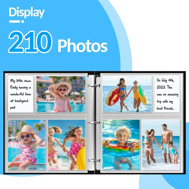 Alt view image 2 of 7 - 35-Pack 4x6 Clear Photo Sleeves for 3 Ring Binder - 210 Photo Acid Free Plastic Archival Protector Refill Pages for 8.5x11