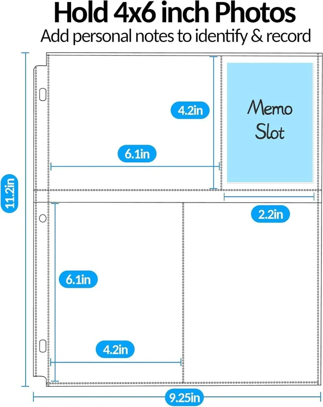 Alt view image 3 of 7 - CozyNestFinds 100 Pack 4x6 Photo Sleeves for 3 Ring Binder - 600 Photos, Clear Album Refill Pages, Acid Free Plastic Archival Protector Sleeves, Pages Sheets for 8.5x11 Binder