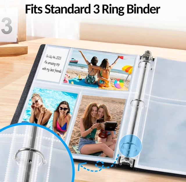 Alt view image 5 of 7 - CozyNestFinds 100 Pack 4x6 Photo Sleeves for 3 Ring Binder - 600 Photos, Clear Album Refill Pages, Acid Free Plastic Archival Protector Sleeves, Pages Sheets for 8.5x11 Binder