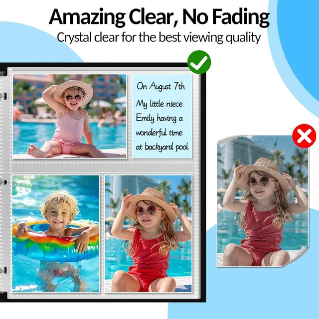 Alt view image 6 of 7 - CozyNestFinds 100 Pack 4x6 Photo Sleeves for 3 Ring Binder - 600 Photos, Clear Album Refill Pages, Acid Free Plastic Archival Protector Sleeves, Pages Sheets for 8.5x11 Binder