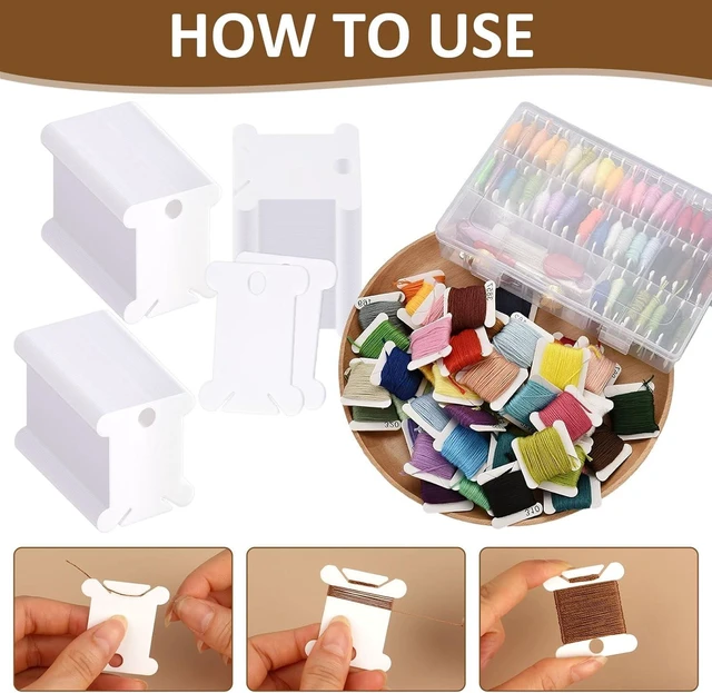 Alt view image 3 of 7 - CozyNestFinds 200 PCS Embroidery Floss Bobbins, Plastic Embroidery Floss Organizer, White Sewing Machine Bobbin for Cross Stitch, Thread Holder Sewing Storage for Sewing Thread, Needlework Supplies