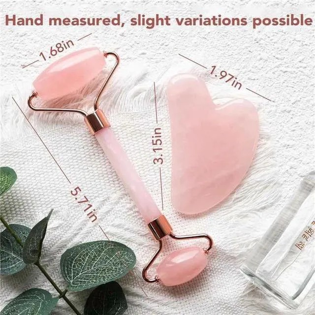 Alt view image 7 of 7 - CozyNestFinds Face Massager Rose Quartz Face Roller & Gua Sha Facial Tool Set, Muscle Tension Relief, Skin Care Gifts for Woman/Men, Skin Care Gifts