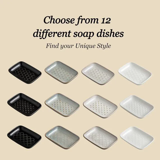 Alt view image 5 of 7 - CozyNestFinds Soap Dish for Shower, Bar Soap Holder, Ceramic Soap Dishes for Bar Soap, Sponge Holder Soap Saver Soap Tray for Bathroom Kitchen Sink, 5.5 Inch, Gray