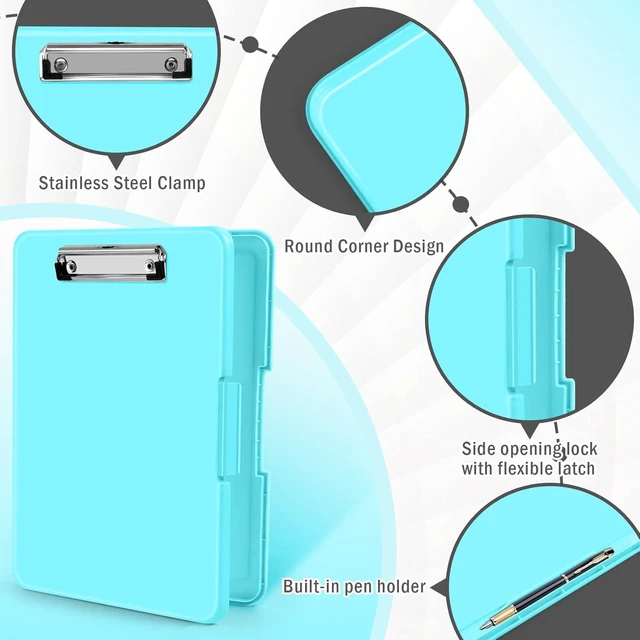 Alt view image 3 of 7 - CNF Clipboard with Storage, 13x9.6 Nursing Clipboard Foldable, Storage Clipboards with Pen Holder, Letter Size Clip Board Folder for Teacher Nurse Work, School & Office Supplies(Mint Blue)